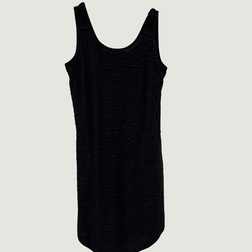 Toad&Co NWOT Black Textured Wave Sleeveless Organic Cotton Tencel Dress Large